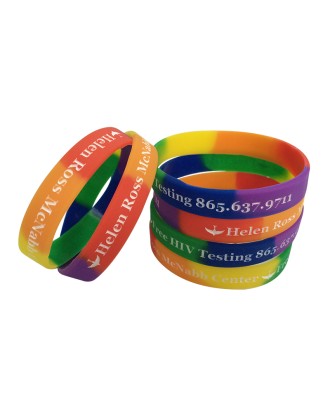 Rainbow Silicone Wristbands With Debossed Color filled Logo